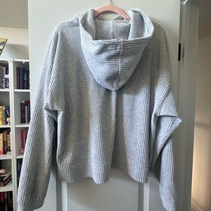 NWOT | Aerie Ribbed High/Low Crop-Top Hooded Sweater | Women’s Medium to Large